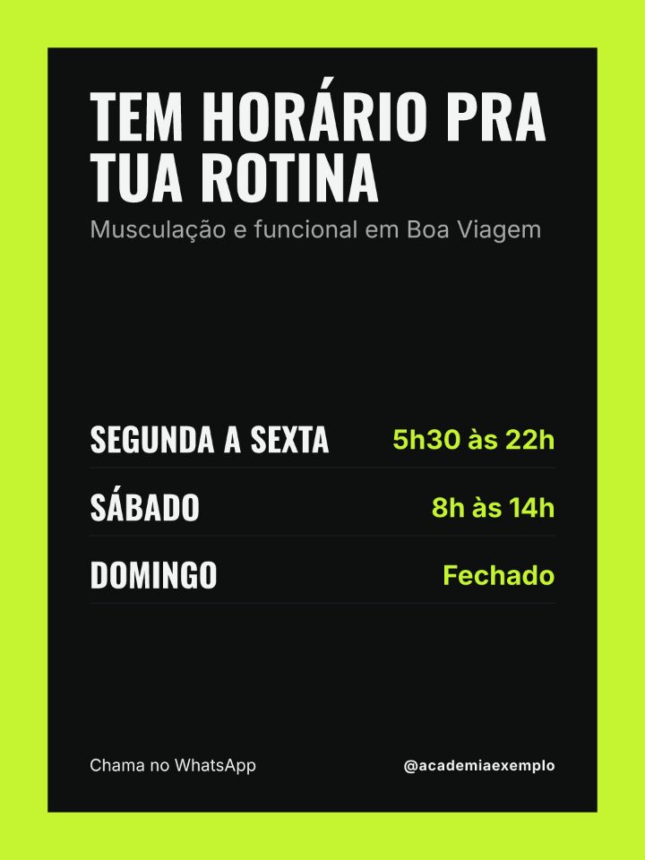 Arte de exemplo: horários