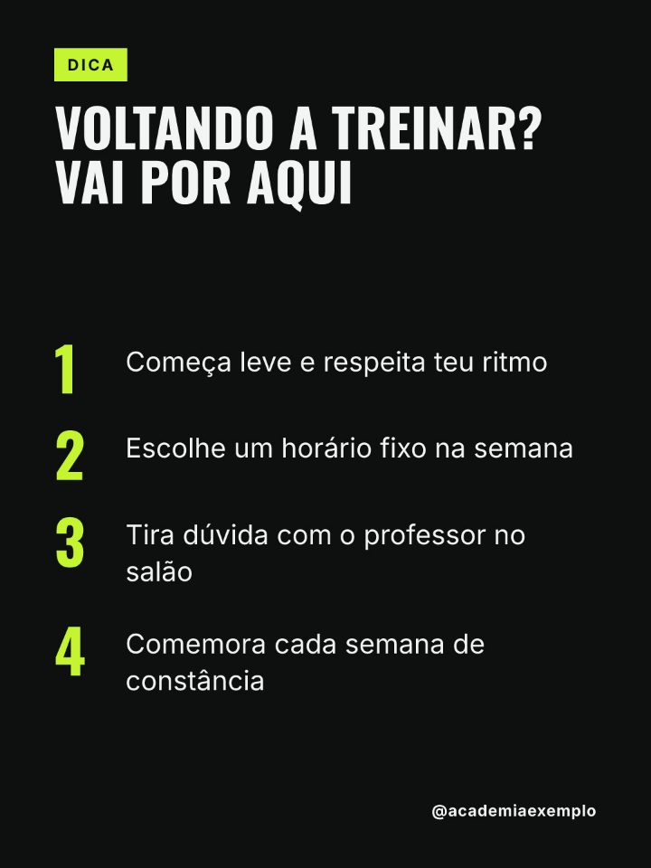 Arte de exemplo: voltando a treinar
